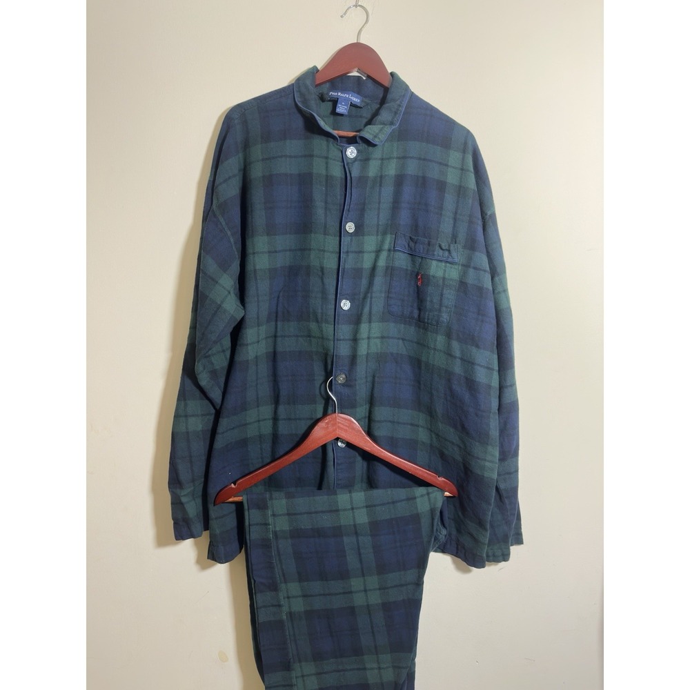 Vintage Polo Pajama Set Green Plaid XL Mens